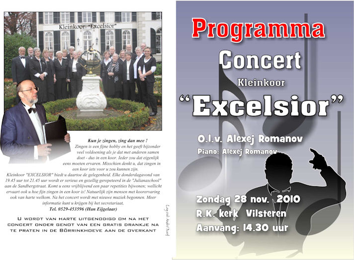 Concertprogramma  Kleinkoor Excelcior 28.11.2010